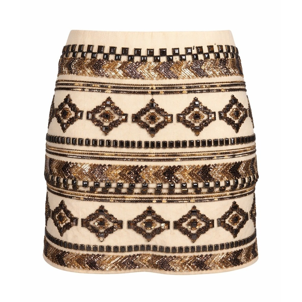 Paper Crane Embroidered Mini Skirt. Beaded, Size Small